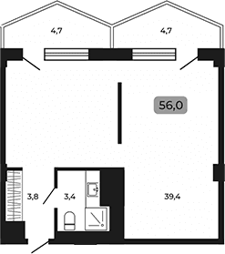 Продается 1-комн. квартира, 46.6 м²