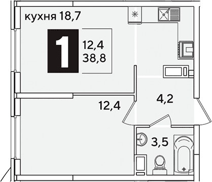 Продается 2-комн. квартира, 38.8 м²