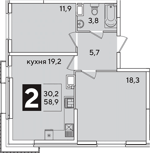 Продается 3-комн. квартира, 58.9 м²