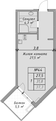 Продается 1-комн. квартира, 31.8 м²