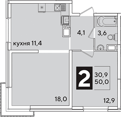 Продается 2-комн. квартира, 50 м²