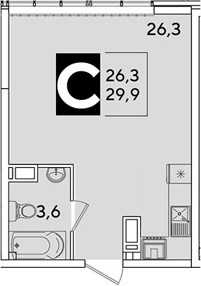 Продается 1-комн. квартира, 29.9 м²