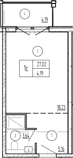 Продается 1-комн. квартира, 27.29 м²