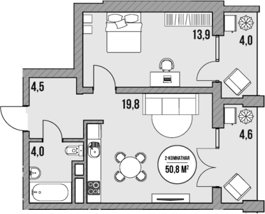 Продается 1-комн. квартира, 42.2 м²