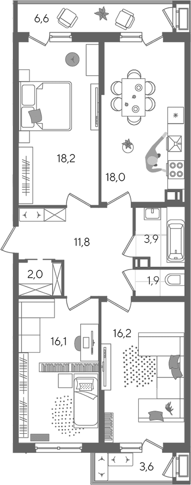 Продается 4-комн. квартира, 88.1 м²