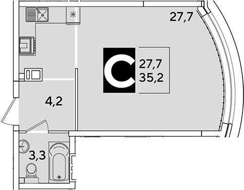Продается 1-комн. квартира, 35.2 м²