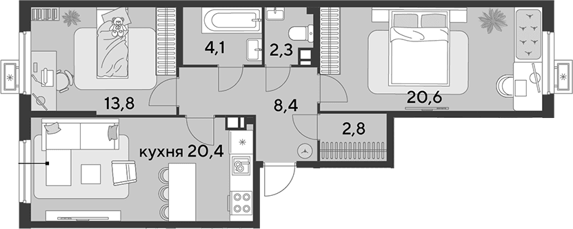 Продается 3-комн. квартира, 72.4 м²