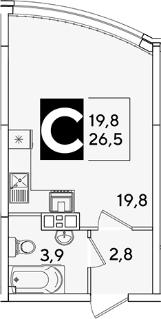 Продается 1-комн. квартира, 26.5 м²