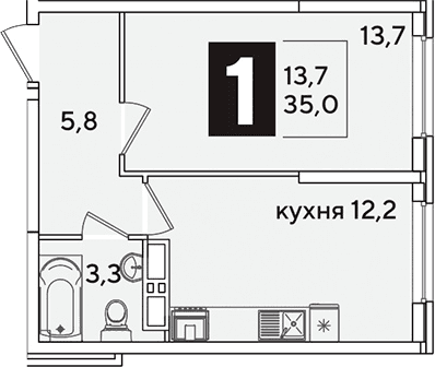 Продается 1-комн. квартира, 35 м²