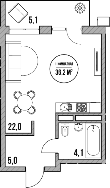Продается 1-комн. квартира, 31.1 м²