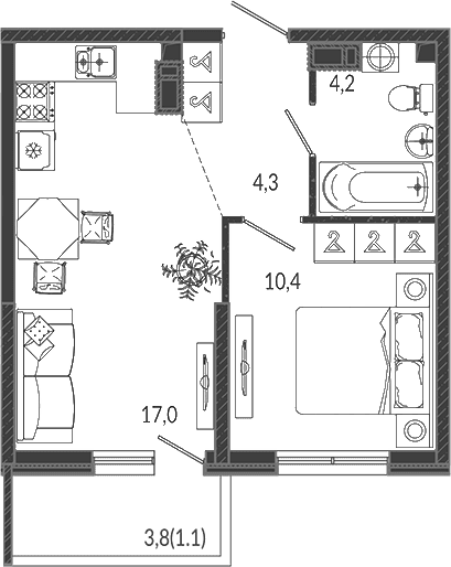 Продается 2-комн. квартира, 35.9 м²