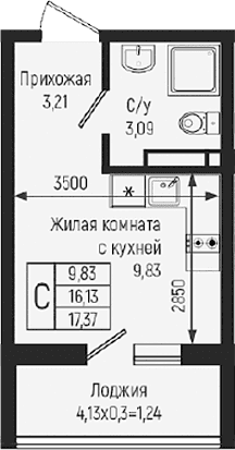 Продается 1-комн. квартира, 16.13 м²