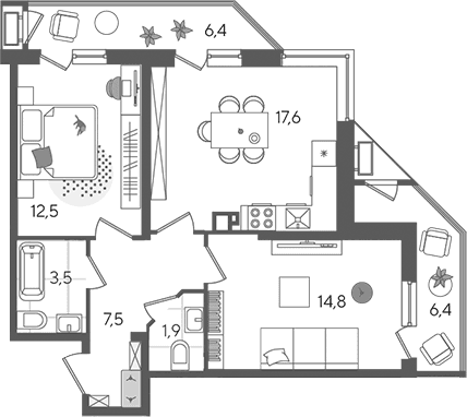 Продается 3-комн. квартира, 57.8 м²