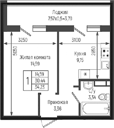 Продается 1-комн. квартира, 30.44 м²