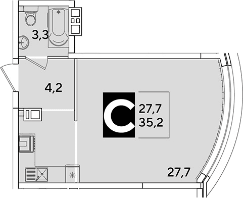Продается 1-комн. квартира, 35.2 м²