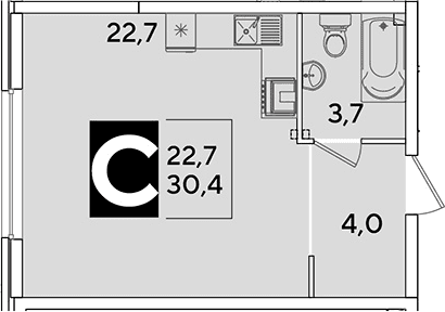 Продается 1-комн. квартира, 30.4 м²