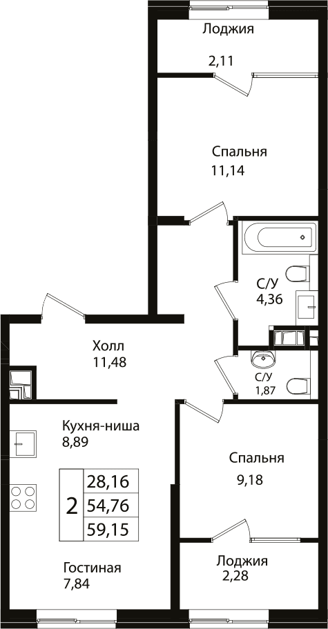 Продается 3-комн. квартира, 54.4 м²