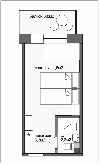 Продается 1-комн. квартира, 17.7 м²