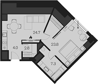 Продается 1-комн. квартира, 62.6 м²