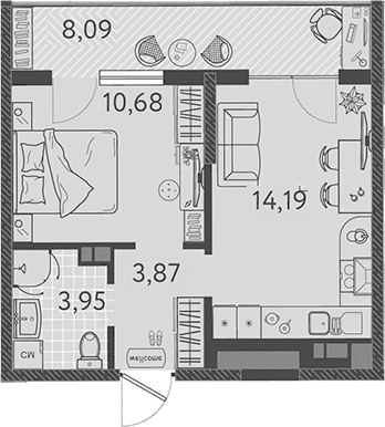 Продается 2-комн. квартира, 32.68 м²