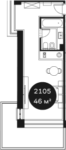 Продается 1-комн. квартира, 45.66 м²