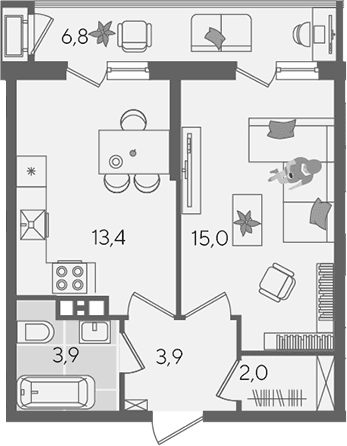 Продается 1-комн. квартира, 38.2 м²