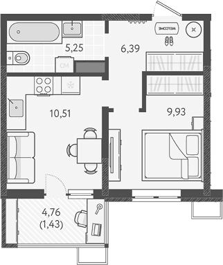 Продается 1-комн. квартира, 31.38 м²