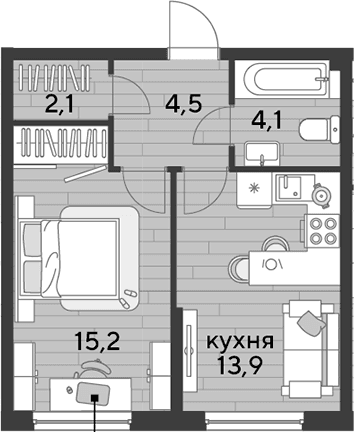 Продается 1-комн. квартира, 39.8 м²