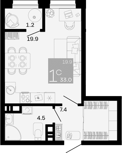 Продается 1-комн. квартира, 31.8 м²
