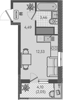 Продается 1-комн. квартира, 20.48 м²