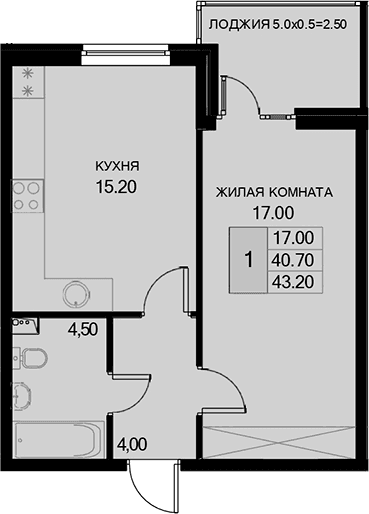 Продается 1-комн. квартира, 40.7 м²