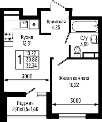 Продается 1-комн. квартира, 30.88 м²