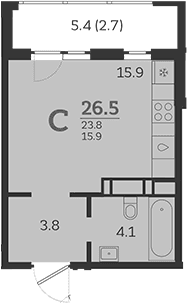 Продается 1-комн. квартира, 23.8 м²