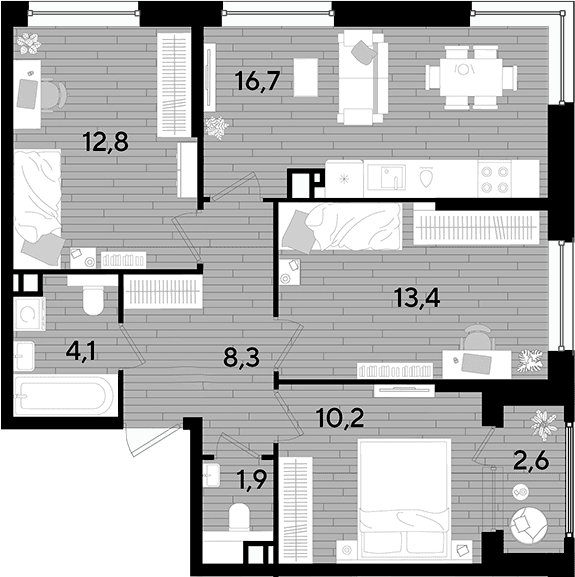 Продается 3-комн. квартира, 67.4 м²