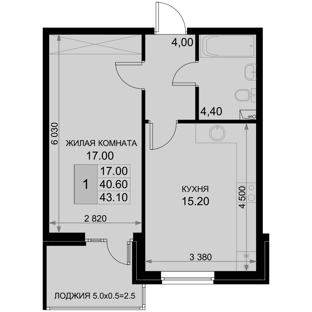Продается 2-комн. квартира, 40.6 м²