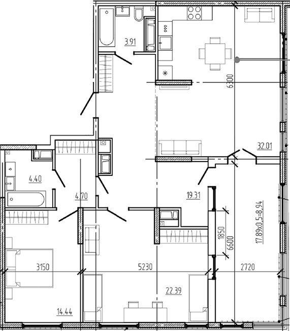 Продается 3-комн. квартира, 101.16 м²