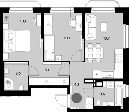 Продается 2-комн. квартира, 51 м²