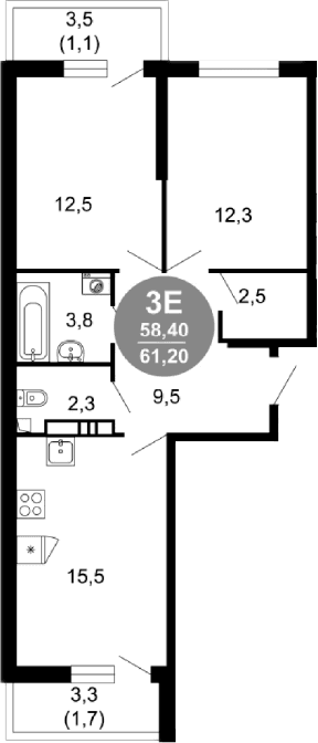 Продается 3-комн. квартира, 58.4 м²