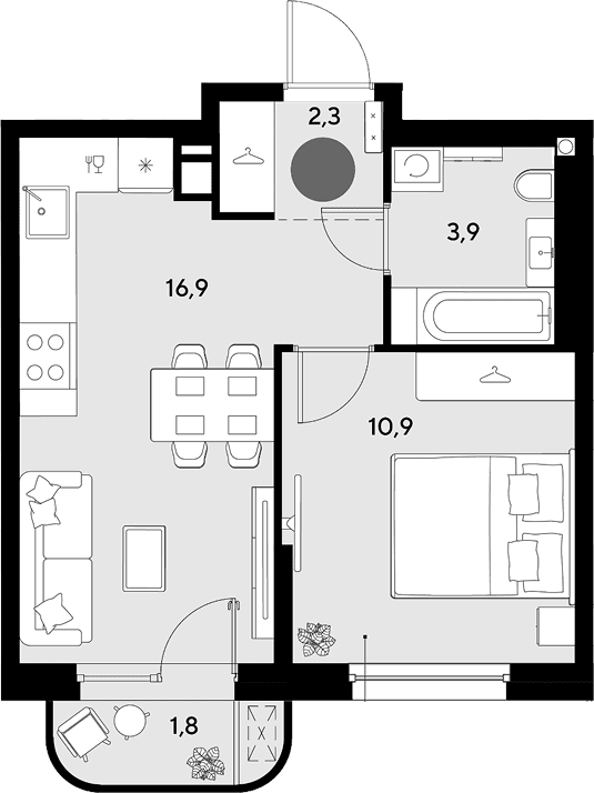 Продается 2-комн. квартира, 34 м²
