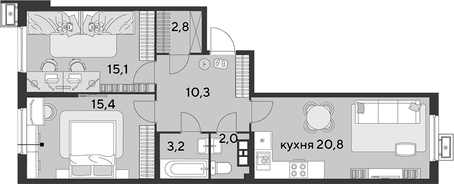 Продается 3-комн. квартира, 69.6 м²
