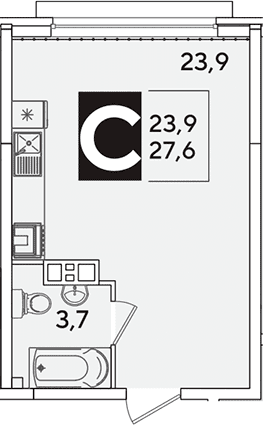 Продается 1-комн. квартира, 27.6 м²