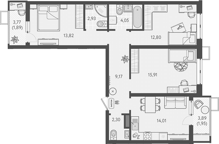 Продается 3-комн. квартира, 74.99 м²