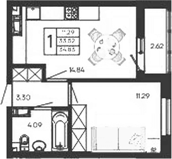 Продается 1-комн. квартира, 33.52 м²