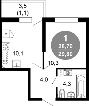 Продается 1-комн. квартира, 28.7 м²