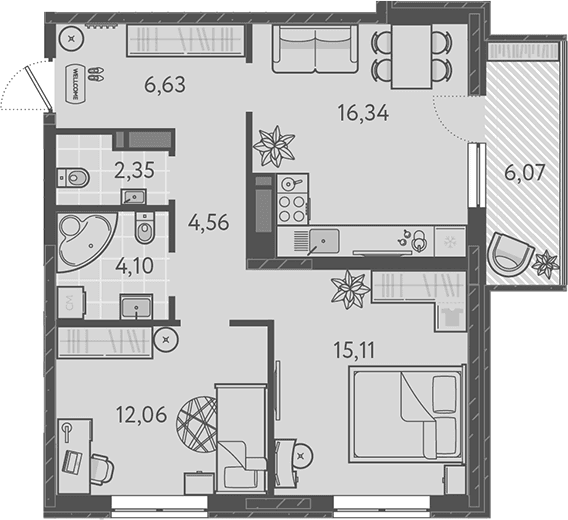 Продается 3-комн. квартира, 61.15 м²