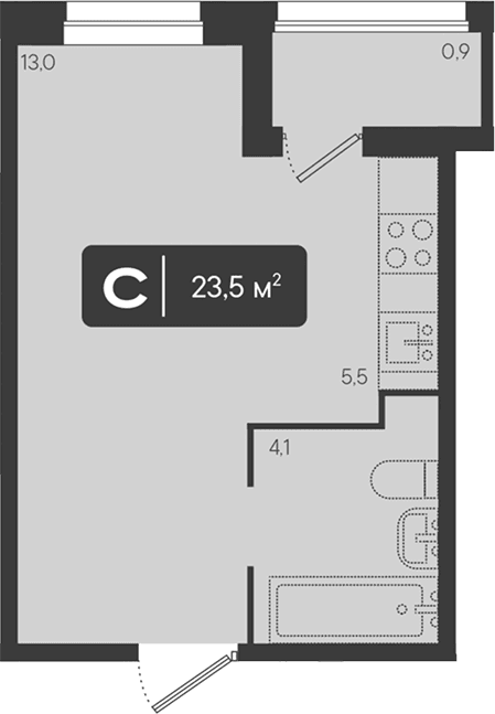 Продается 1-комн. квартира, 22.6 м²