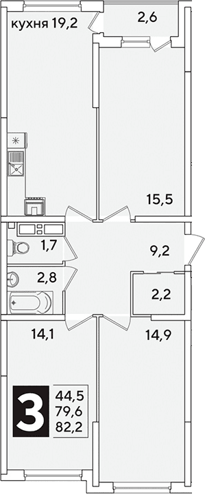 Продается 4-комн. квартира, 79.6 м²