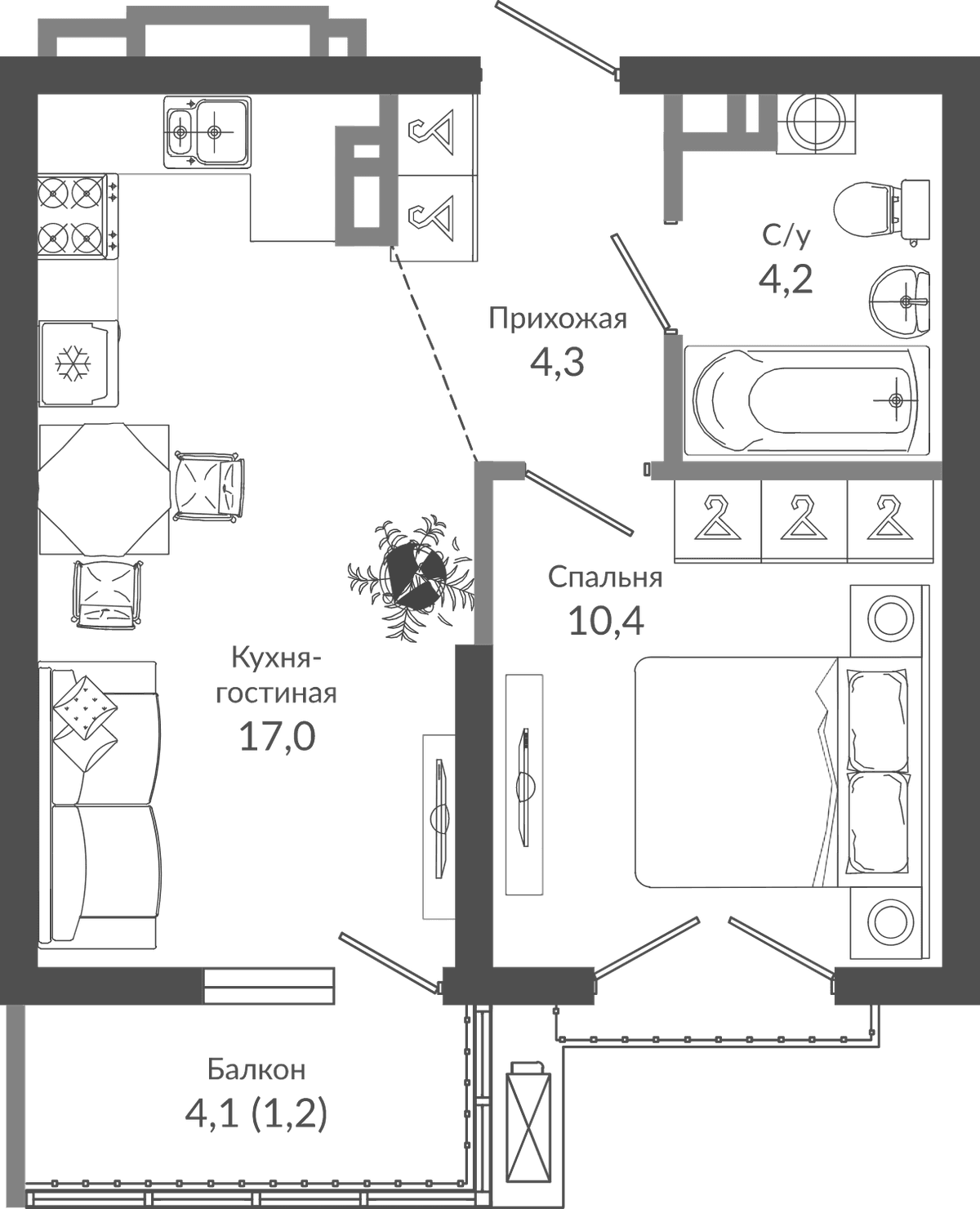 Продается 2-комн. квартира, 35.9 м²