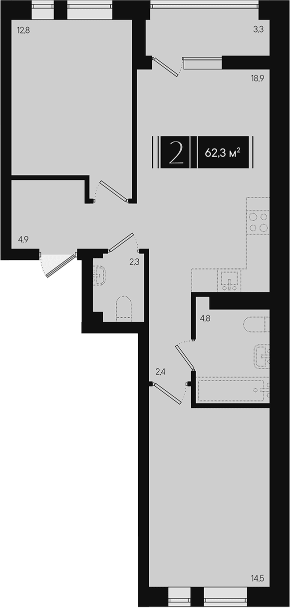 Продается 2-комн. квартира, 60.65 м²