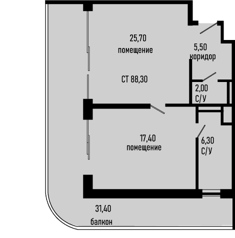 Продается 1-комн. квартира, 56.9 м²